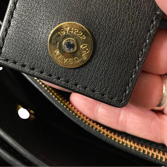 Michael Kors Gold Studded Saffiano Leather Kellen Satchel Bag. Black. Pristine - Picture 15 of 16